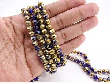 Blue and Gold Beads,  Plated Titanium Blue and Gold Beads